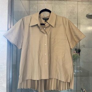 Banana Republic Beige Short Sleeve Button-Up Shirt Size Large NWT